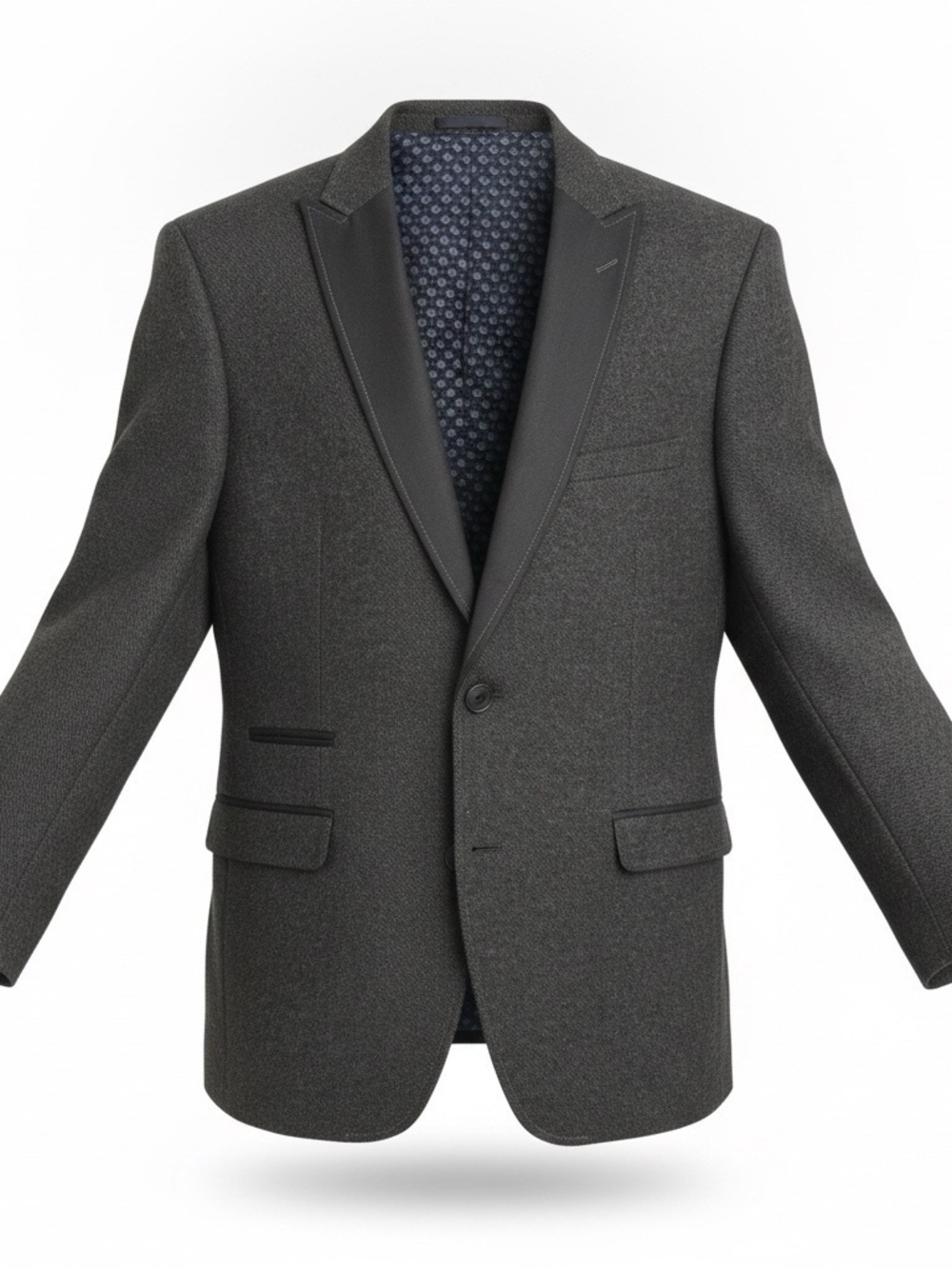 Men's Charcoal Gray Single-Breasted Blazer